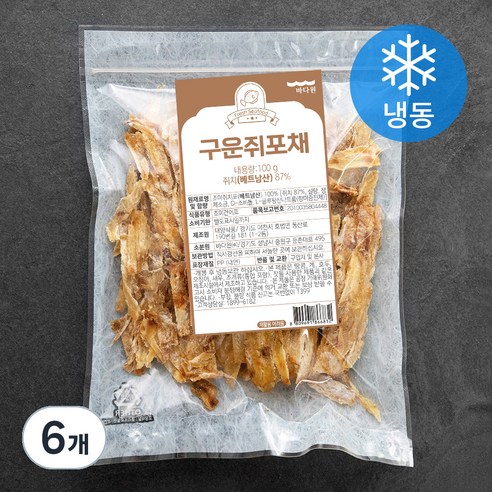 바다원 구운쥐포채 (냉동), 200g, 6개