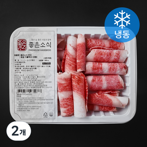 좋은소식 한우 차돌박이 1등급 (냉동), 2개, 300g