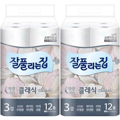 잘풀리는집 클래식 롤화장지, 27m, 12개입, 2개