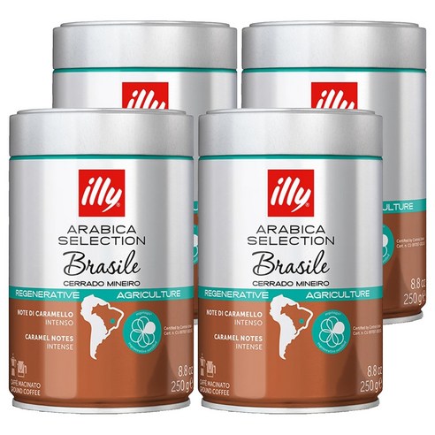 일리 아라비카셀렉션 브라질 세라도 분쇄 그라운드 커피, 250g, 4개, 에스프레소