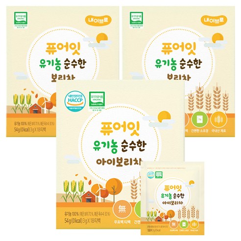 퓨어잇 유기농 순수한 아이보리차, 단품, 54g, 3개
