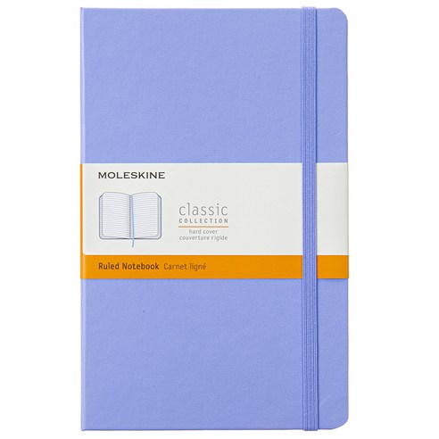 몰스킨 클래식 노트북 하드 커버 Ruled L 13 x 21 cm, 하이드레인자 블루, 1개