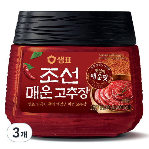 샘표 매운 조선고추장, 500g, 3개