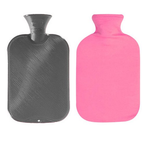 양면 빗살 핫팩 물주머니 2L 랜덤 발송 + 면 쥬리 커버 핑크, 1세트 보온용품
