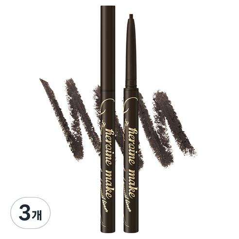 히로인메이크 롱 스테이 스무스 젤 펜슬 라이너 0.1g, 블랙브라운, 3개