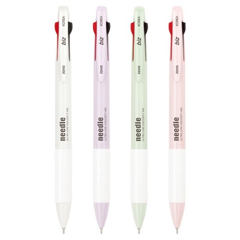 자바펜 N 제트 3볼 니들팁 볼펜 4종 세트 0.7mm, 라벤더, 그레이, 그린, 핑크, 1세트