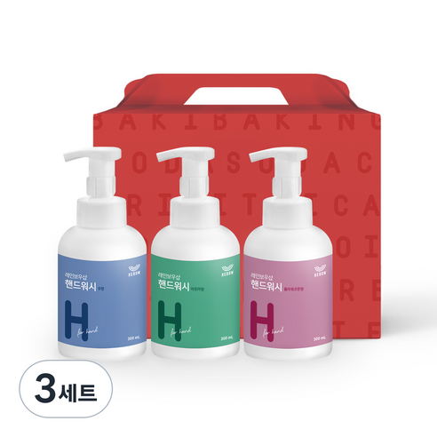 레인보우샵 핸드워시 무향 300ml + 아로마향 300ml + 플라워코튼향 300ml, 3세트
