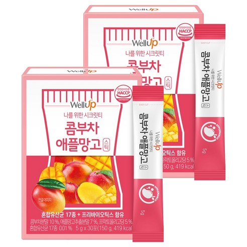 웰업 콤부차 애플망고 분말스틱, 5g, 30개입, 2개