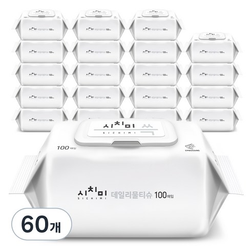 시치미 쓱 데일리 물티슈 캡형, 60개, 100개입, 50g