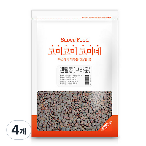 고미네 브라운렌틸콩, 500g, 4개
