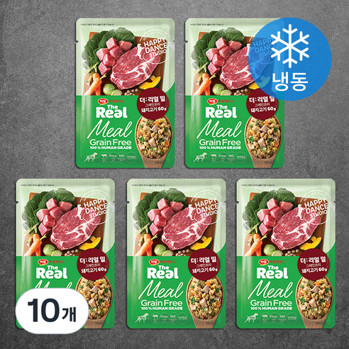 하림펫푸드 전연령 강아지 더리얼 밀 그레인프리 화식사료, 돼지, 60g, 10개