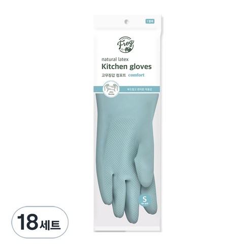 프로그 라텍스 고무장갑 컴포트, 애쉬블루, 소(S), 18세트