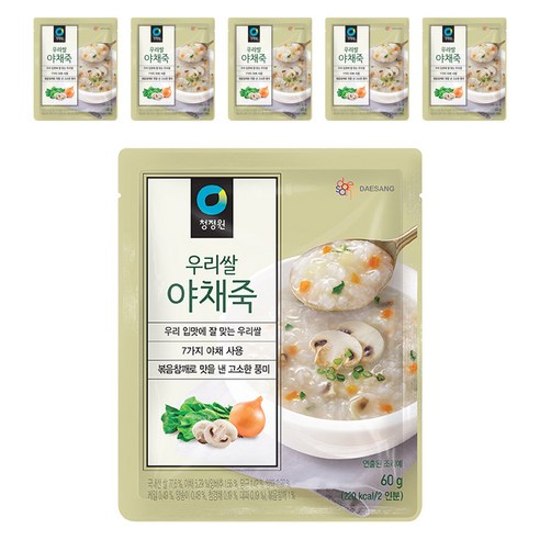 청정원 우리쌀 야채죽, 6개, 60g
