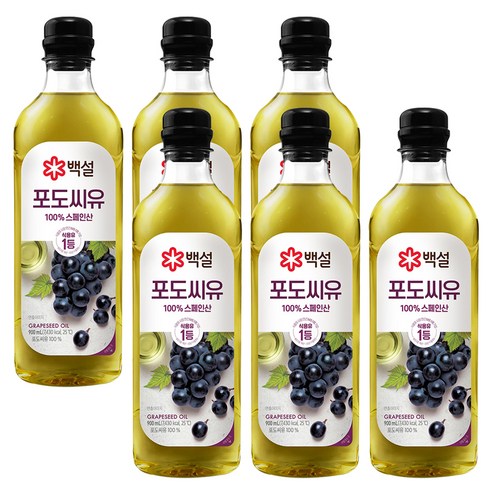 백설 포도씨유, 900ml, 6개