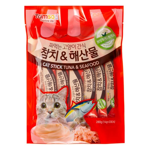 탐사 국내생산 짜먹는 고양이간식, 참치 + 해산물, 280g, 1개