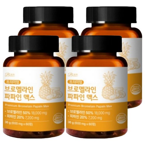 밸런스궁합 브로멜라인 파파인 맥스 파인애플 36g, 4개, 60정