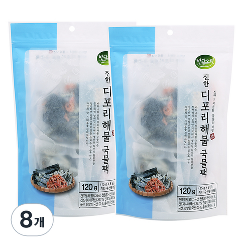 바다소리 진한 디포리해물 국물팩, 120g, 8개