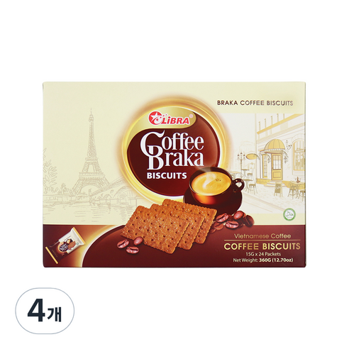 우리가스토리 리브라 브라카 커피 비스킷 24p, 360g, 4개