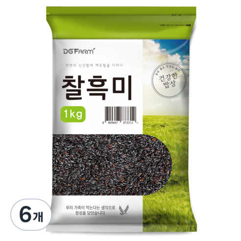 건강한밥상 국산 찰흑미, 1kg, 6개
