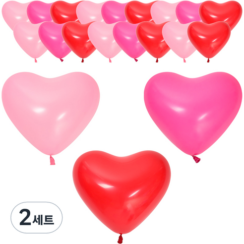 셈퍼텍스 하트 풍선 30cm 20종 세트, 핑크, 푸치샤, 레드, 2세트