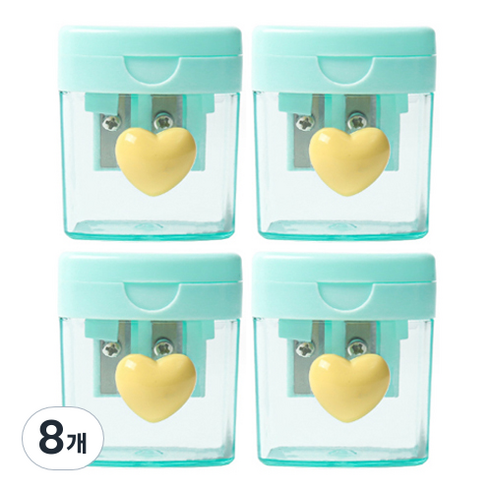 마카롱 컬러 미니사이즈 연필깎이, 더블 그린, 8개