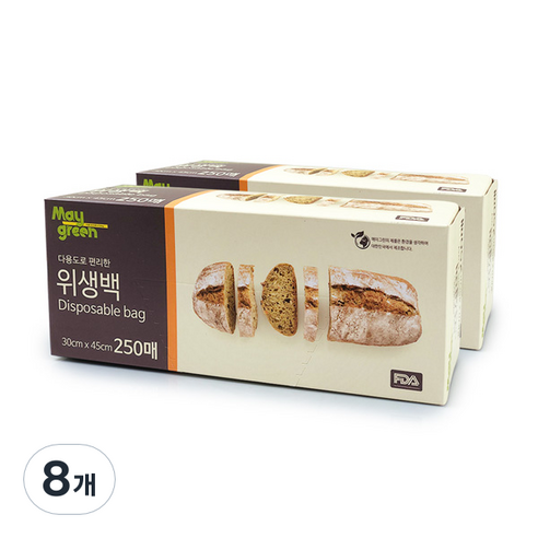 메이그린 위생백 대 30 x 45 cm 250p, 8개, 대 (30 x 45 cm)