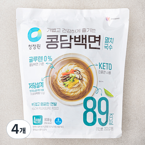 청정원 콩담백면 멸치국수 4인분, 808g, 4개