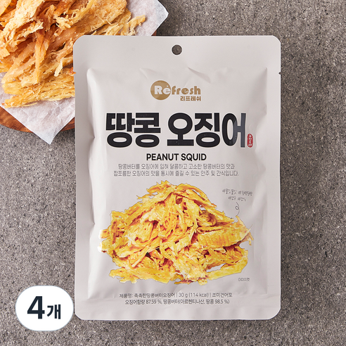 리프레쉬 촉촉한 땅콩 버터 오징어, 30g, 4개