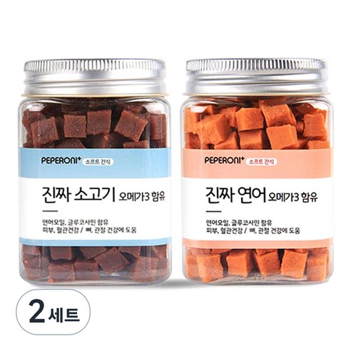페페로니 강아지 오메가3 트릿, 소고기 + 연어, 180g, 2세트