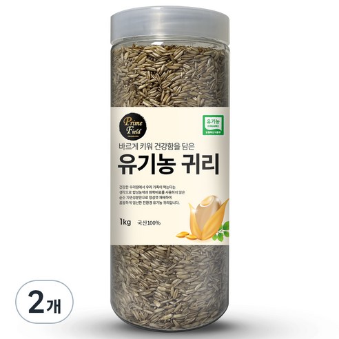 Prime Field 국산 유기농 귀리, 1kg, 2개