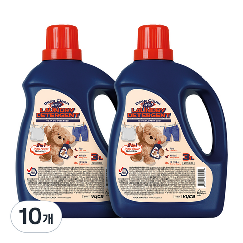뷰카 퍼펙트 딥클린 세탁 액상세제 본품, 3L, 10개