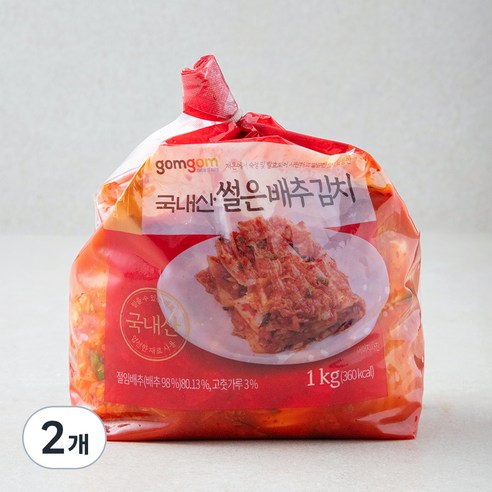 곰곰 국내산 썰은 배추 김치, 1kg, 2개