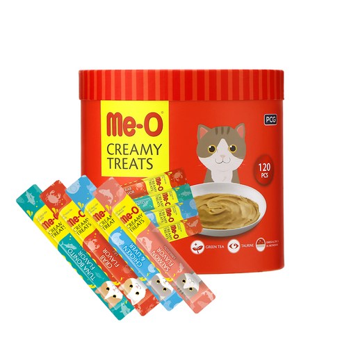 MeO 크리미 버라이어티 고양이 간식 15g x 120p, 혼합맛 (치킨/연어/게/리버), 1800g, 1개