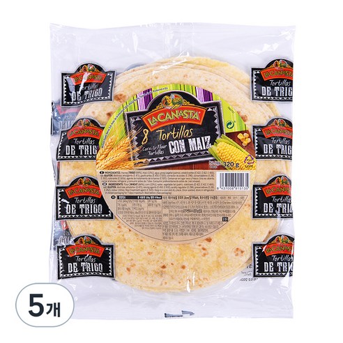 라카나스타 미션푸드 옥수수 앤 밀 또띠아 20cm, 320g, 5개