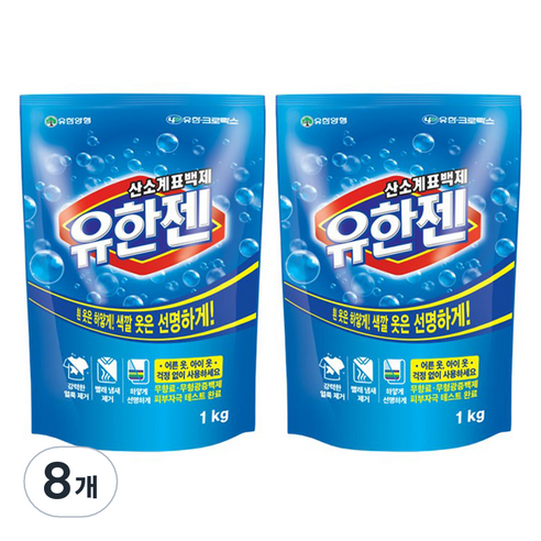 유한젠 산소계 표백제 분말형 리필, 1kg, 8개