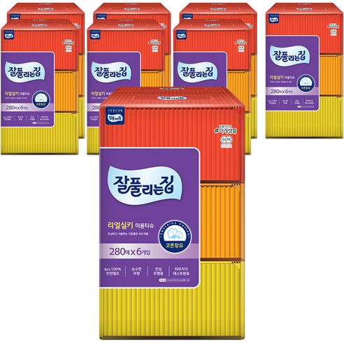 잘풀리는집 리얼실키 천연펄프 미용티슈, 280매입, 48개