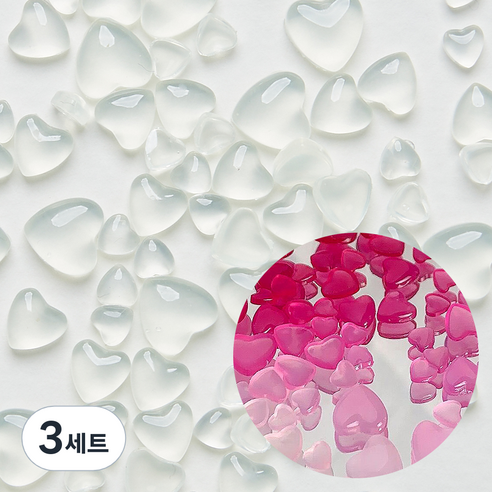 메이브라운 카멜레온 광변 하트 네일스톤, 핑크로즈, 3세트