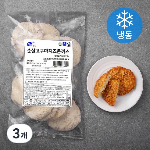 하늘푸드 순살 고구마 치즈돈까스 10p (냉동), 1kg, 3개