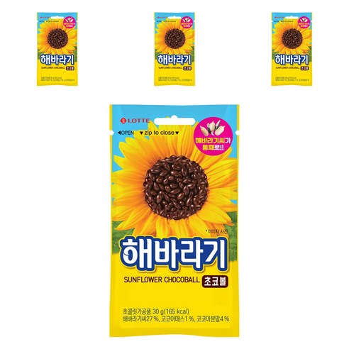롯데웰푸드 해바라기 초코볼, 30g, 4개