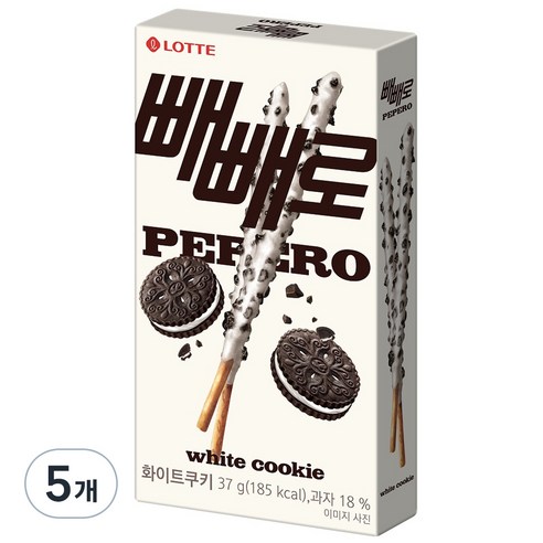 빼빼로  롯데웰푸드 화이트쿠키 빼빼로, 37g, 5개