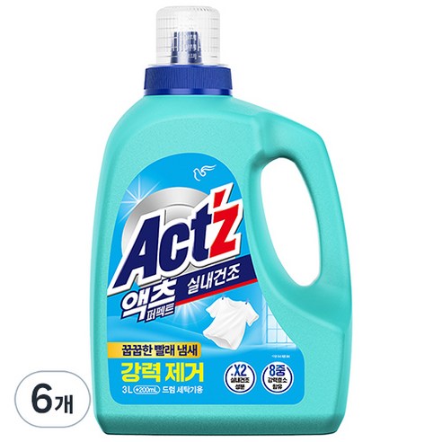 액츠 퍼펙트 실내건조 드럼용 본품, 3.2L, 6개