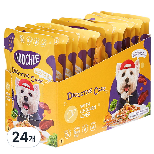 MOOCHIE 생후 2개월 이후용 장건강 강아지 습식사료, 닭, 85g, 24개