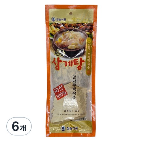 청솔식품 국산 100% 전통 삼계탕 엄나무 백숙용 육수 재료 원물 / 티백형, 100g, 6개