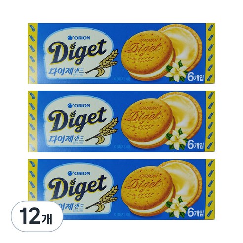 오리온 다이제 밀크크림 샌드, 70g, 12개