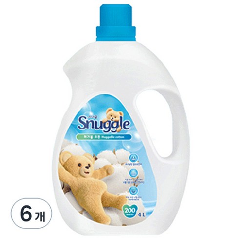 스너글 초고농축 섬유유연제 허거블 코튼 본품, 4L, 6개