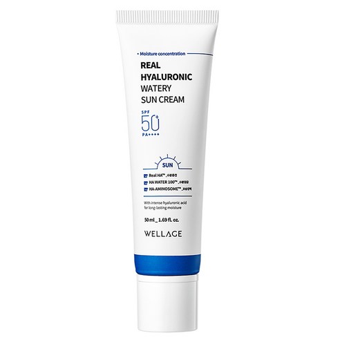 웰라쥬 리얼 히알루로닉 워터리 선크림 SPF50+ PA++++, 50ml, 1개