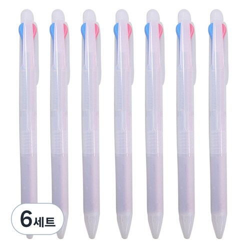 문구담 삼색펜 7p, 검정 + 파랑 + 빨강(삼색펜), 6세트
