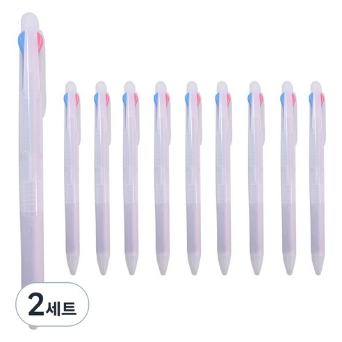 문구담 삼색펜 10p, 검정 + 파랑 + 빨강(삼색펜), 2세트