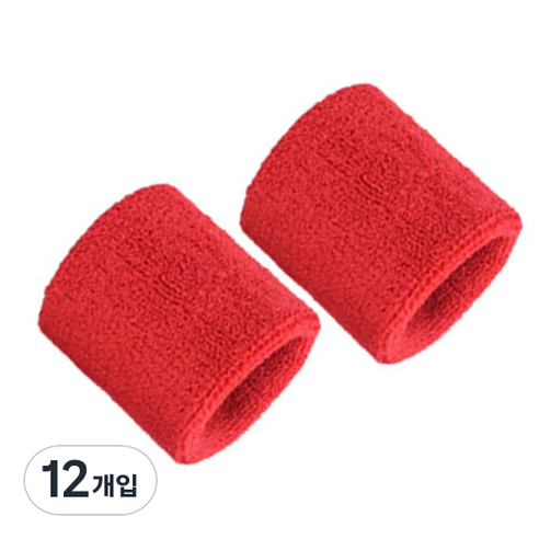 라이프포인트 칼라풀 무지 손목 보호대 소 8 x 7.5 cm 레드, 12개