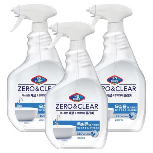 유한클로락스 제로앤클리어 멀티액션 폼스프레이 욕실용 세정제, 920ml, 3개